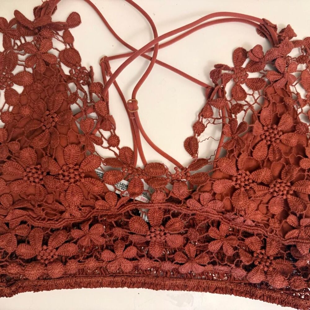 Free-people Women's Orange and Burgundy Bra